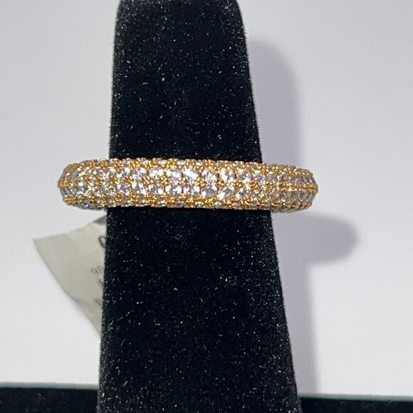 Luv AJ Cubic Zirconia Pave Amalfi Ring In Gold-Tone Size 7 New - Picture 3 of 7